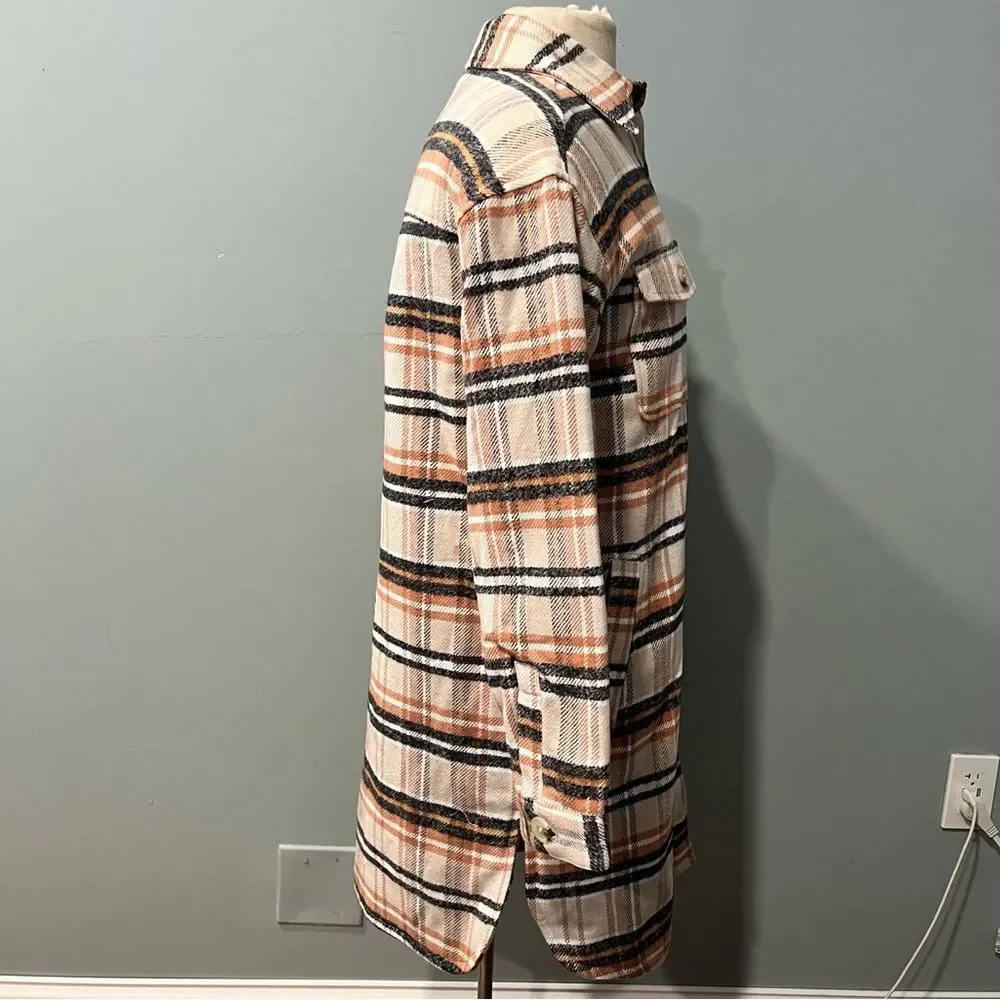 NWT Universal Thread Mid Length Plaid Shirt Jacket Size XS
